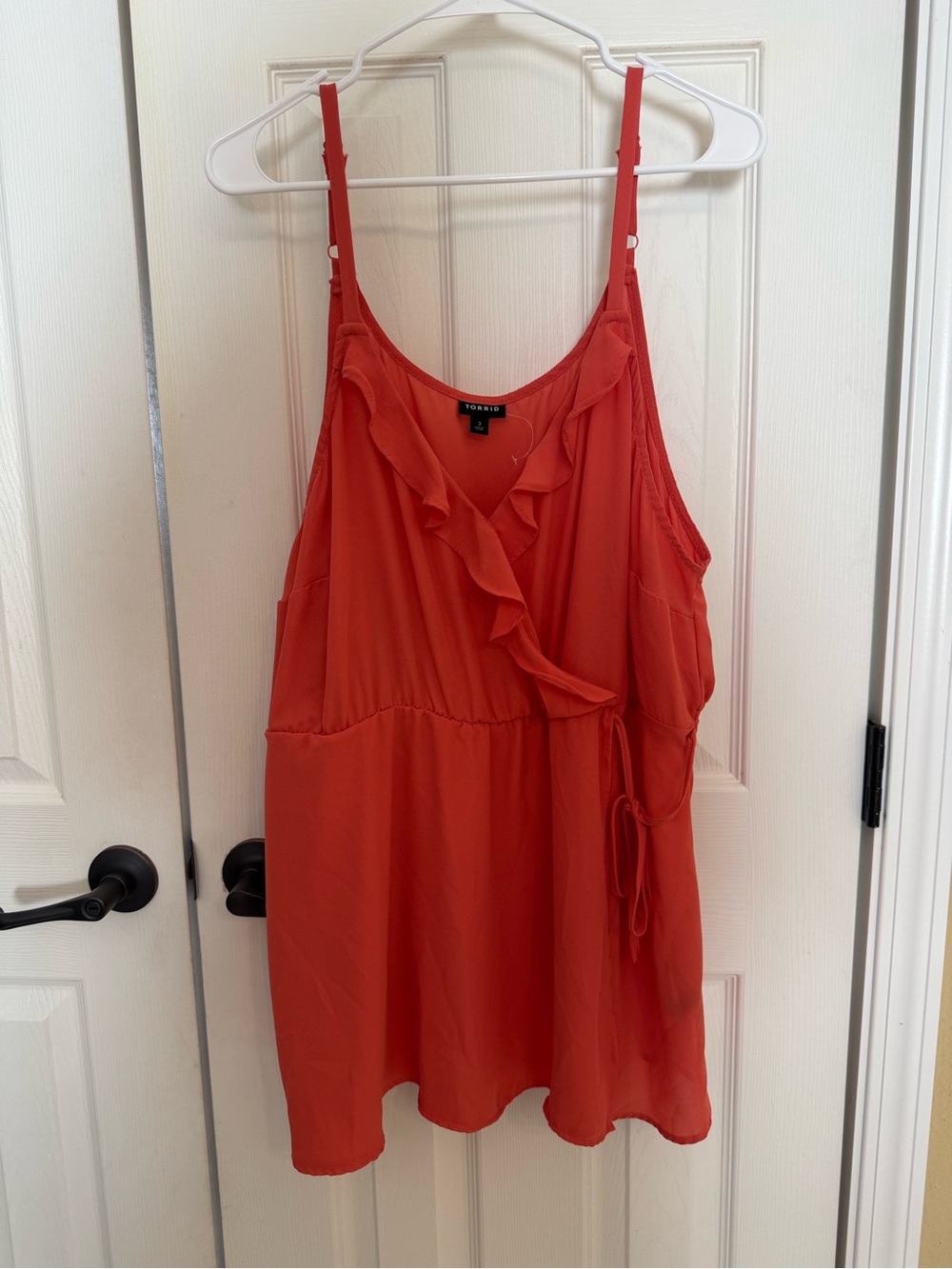 Coral Ruffle Wrap Cami Top